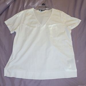 Ralph Lauren Women's White V-Neck Tee Size XL (runs small) Good Condition